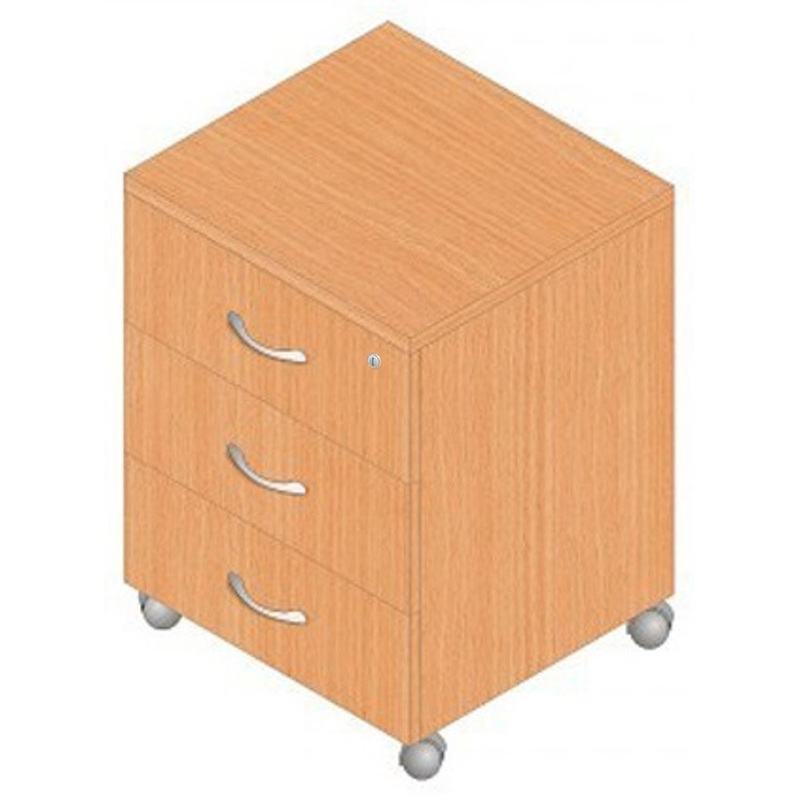 Изображение товара Тумба подкатная Референт Р.Т-3 с центральным замком (бук светлый, 430х450х610 мм, 3 ящика)