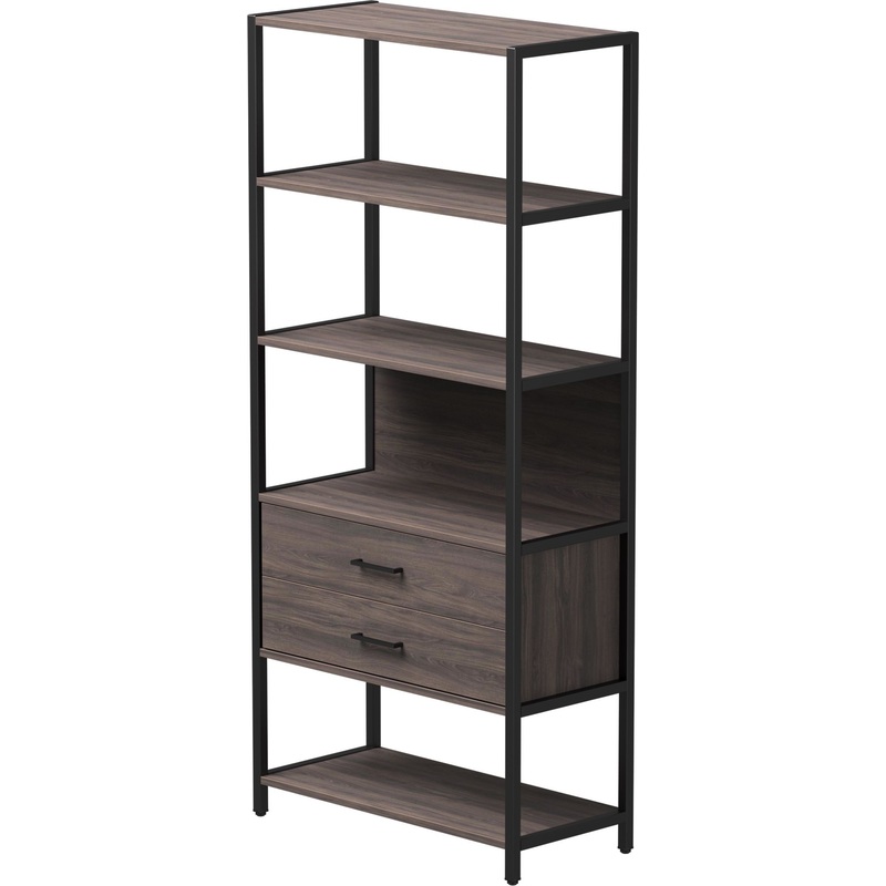 Изображение товара Стеллаж для документов EVO 254ST5DK9005 дуб пасадена/чёрный 830х385х1840 мм