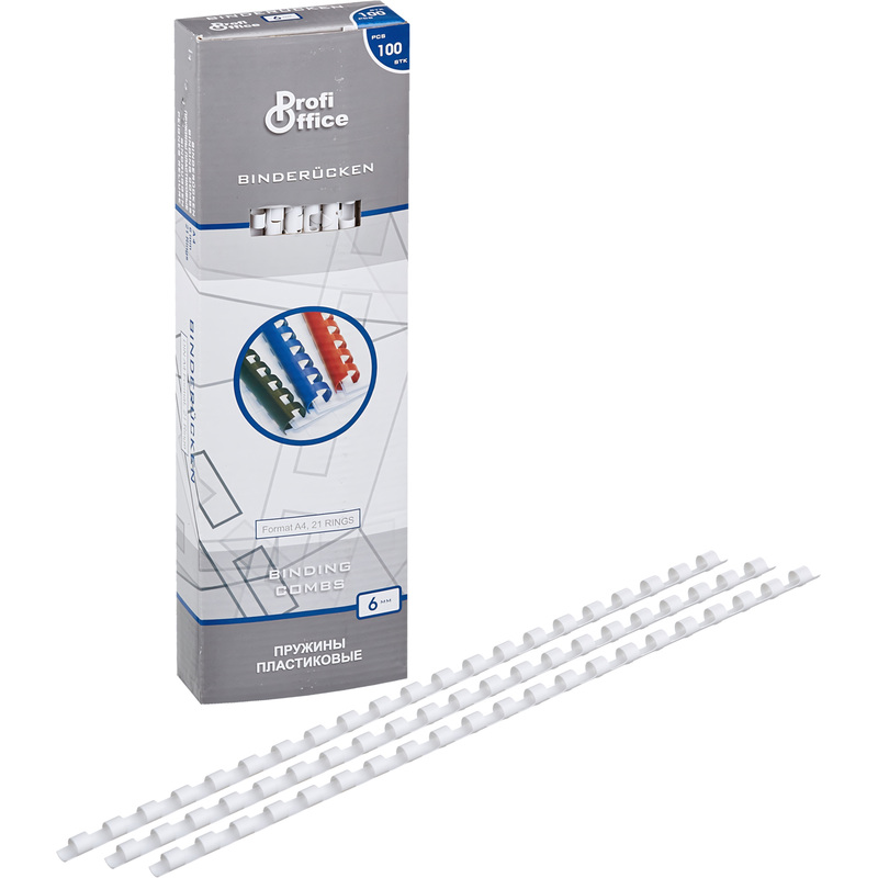 Изображение товара Пружины для переплета ProfiOffice 6 мм белые, 100 штук