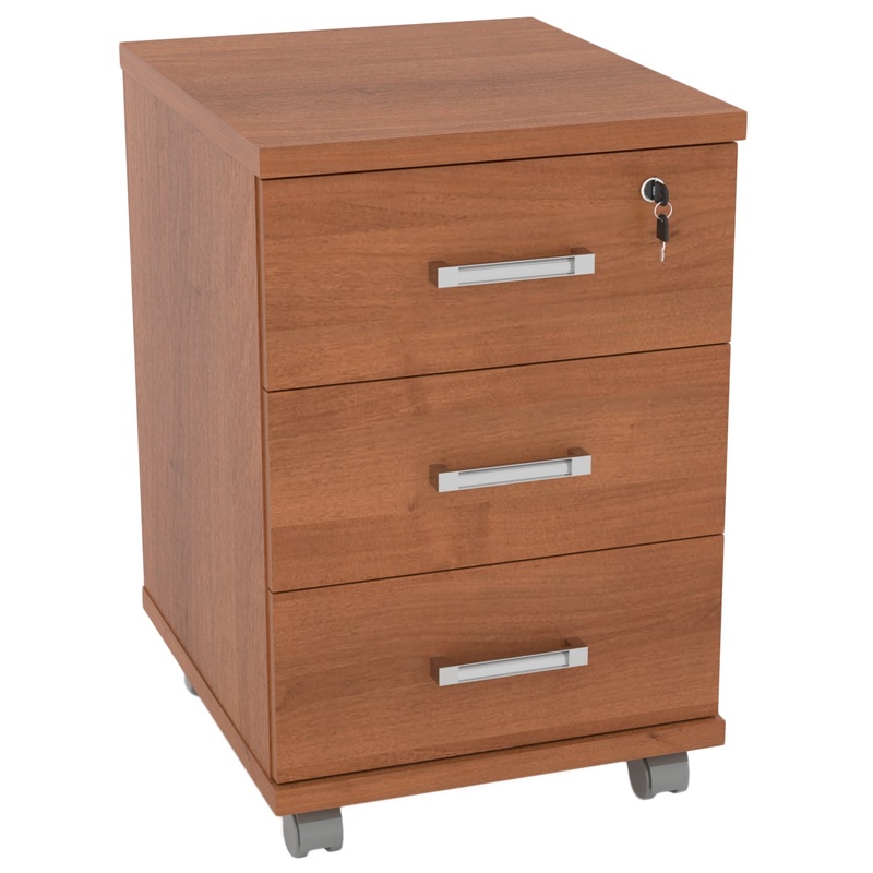 Изображение товара Тумба подкатная Комус Мебель Сатурн-Д с замком 3 ящика орех гварнери 660 мм