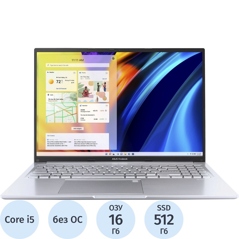 Изображение товара Ноутбук Asus Vivobook X1605VA-SH2129 16" серебристый Intel Core i5 13420H/16 ГБ/SSD 512 ГБ (90NB10N2-M02SD0)