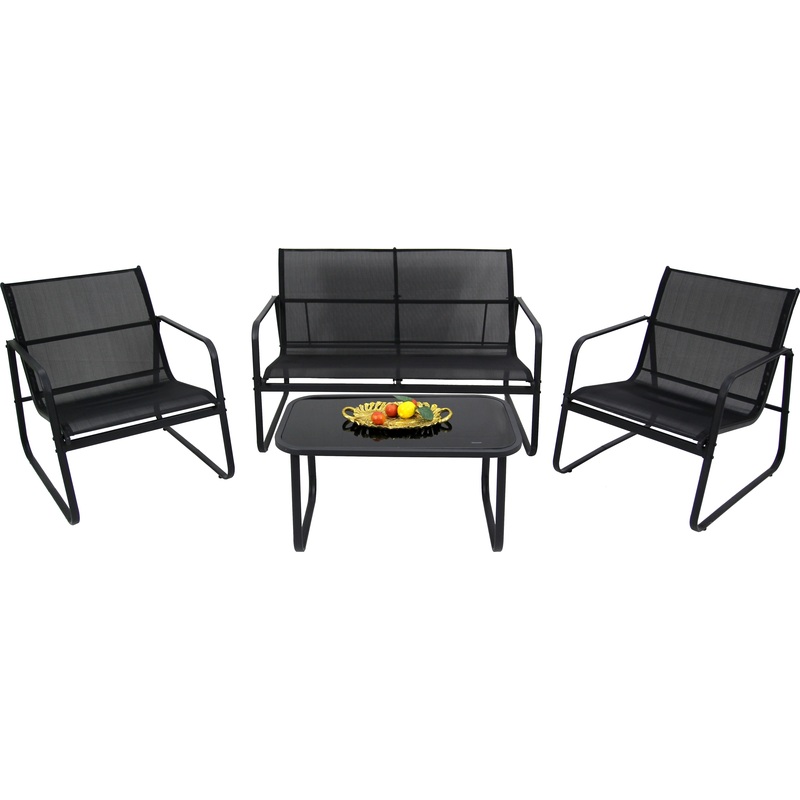 Изображение товара Набор мебели Санторини R40166 черный 2 кресла диван стол для улицы и дома