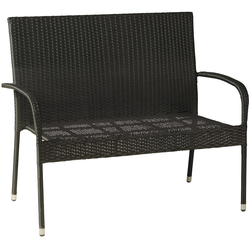 Изображение товара Диван Парис двухместный коричневый черный металл ротанг 1140х940х640 мм