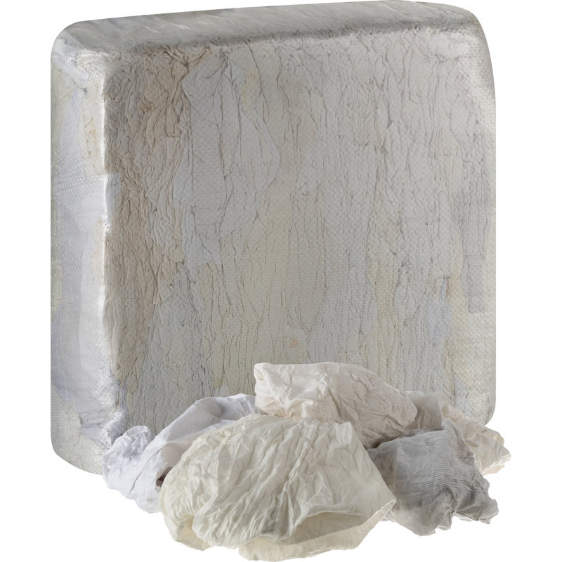 Изображение товара Ветошь хлопок белая 10 кг 40x60 см для уборки и творчества