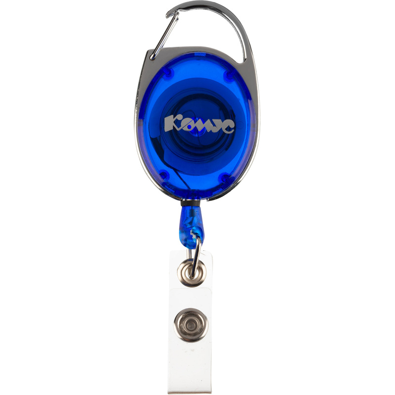 Изображение товара Держатель для бейджа Комус с рулеткой синего цвета