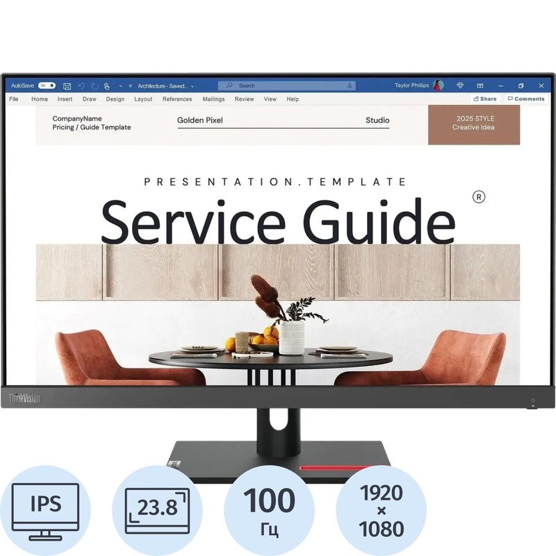 Изображение товара Монитор 23.8 Lenovo S24i-30 черный IPS Full HD 100 Гц HDMI VGA