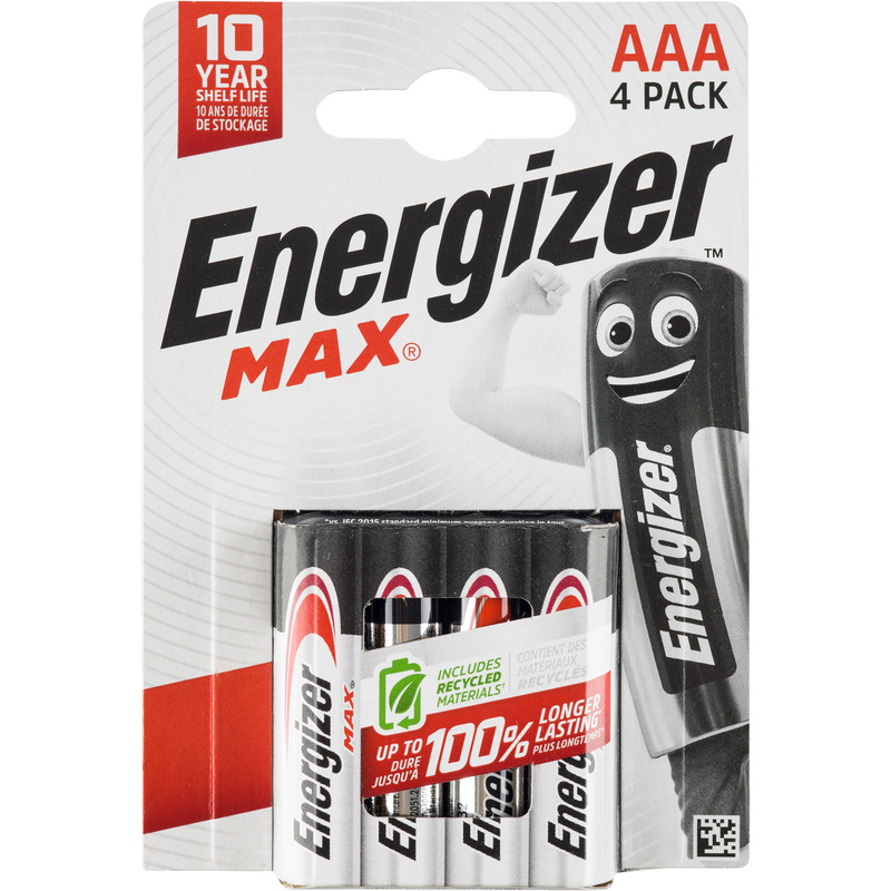Изображение товара Батарейки AAA мизинчиковые Energizer Max 4 шт в упаковке Надежные алкалиновые батарейки
