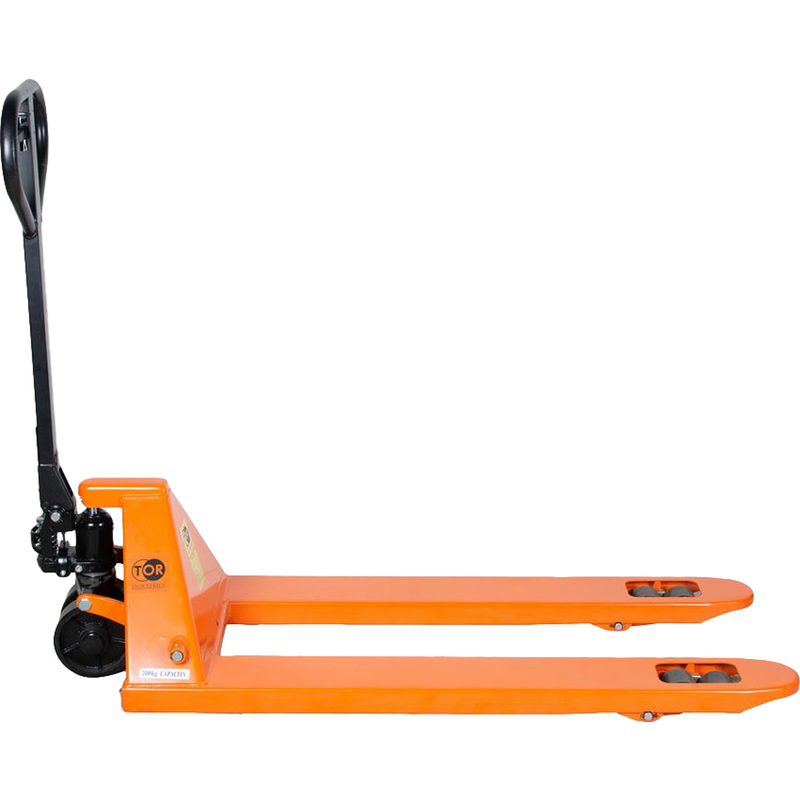 Изображение товара Тележка гидравлическая (рохля) TOR DB (2000 кг, 550x1520 мм, полиуретановые колёса, 1005943)