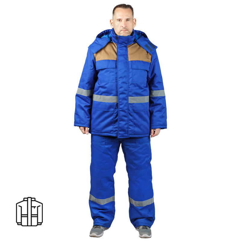 Изображение товара Зимняя рабочая куртка Васильковая бежевый утепленная защитная водоотталкивающая