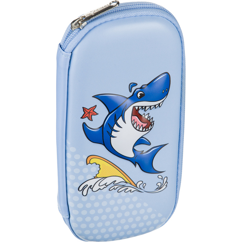 Изображение товара Односекционный пенал с забавным дизайном Funny shark синий для школьников