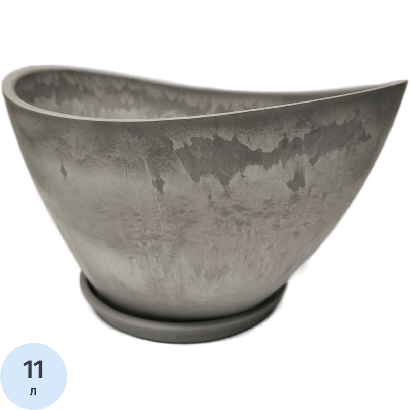 Изображение товара Горшок для растений с поддоном GreenShip Лодочка 11 л светло-серый