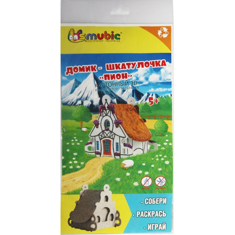 Изображение товара Конструктор-раскраска Smubic Домик-шкатулка Пион 10x15 см