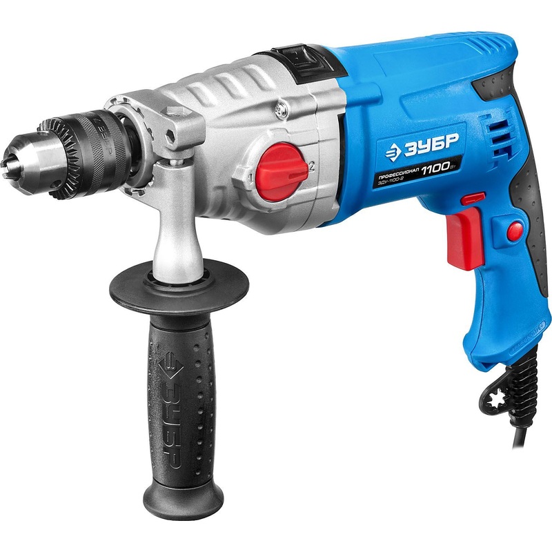 Изображение товара Дрель ударная Зубр ЗДУ-1100-2 ЭРММ2 мощность 1100 Вт для бетона металла дерева