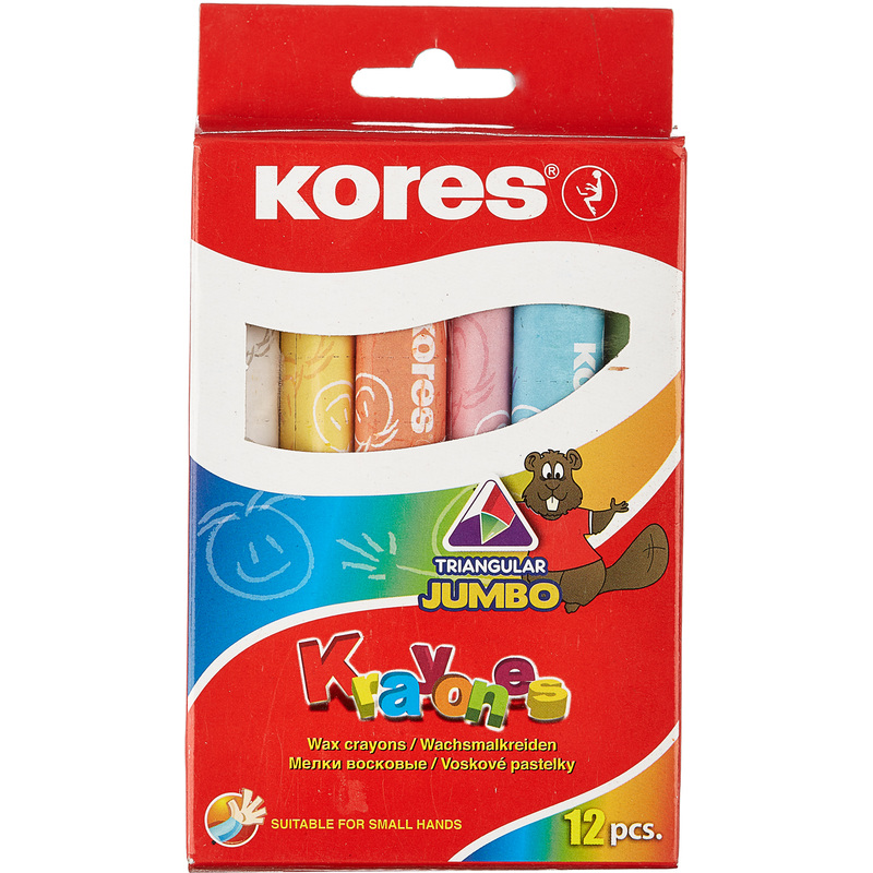 Изображение товара Мелки восковые Kores Krayones Jumbo 12 цветов трёхгранные для детей