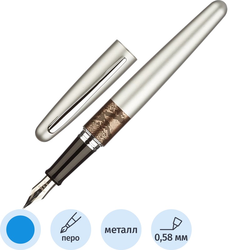 Изображение товара Перьевая ручка Pilot Стальной питон с синими чернилами в подарочном футляре