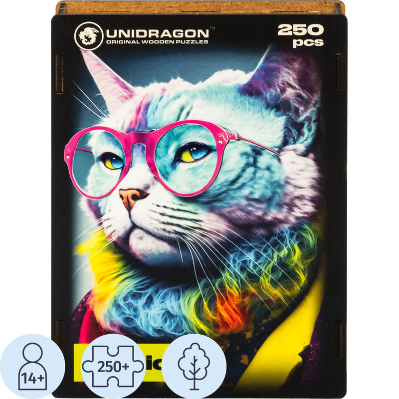 Изображение товара Деревянный пазл Unidragon Pop-Art GlowUp Criticat 250 деталей для взрослых и детей