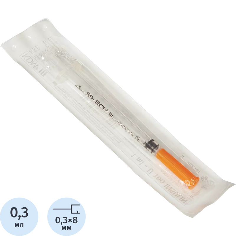 Изображение товара Шприц инсулиновый KD-ject 0.3 мл U-100 с иглой 30G