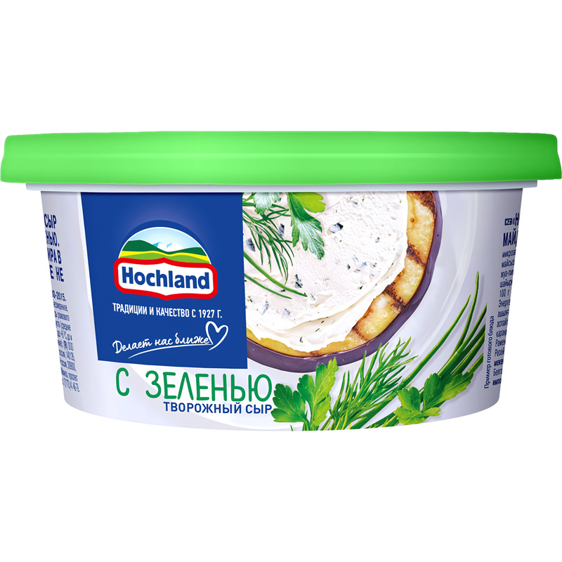 Изображение товара Сыр творожный Hochland с зеленью 60% 140 г
