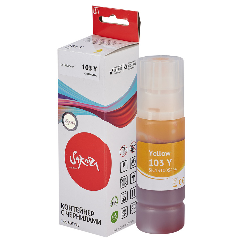 Изображение товара Чернила Sakura C13T00S44A (103 Y) для Epson жёлтые совместимые