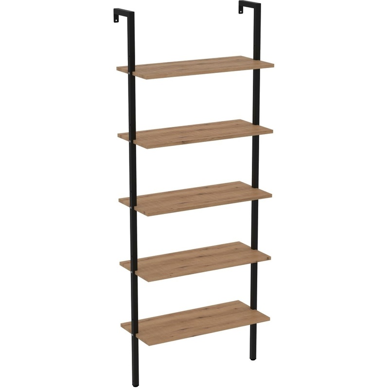 Изображение товара Стеллаж пристенный Комус Онега-5 дуб вотан чёрный 695х295х1810 мм