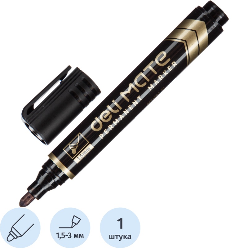 Изображение товара Перманентный маркер Deli Mate EU10220 черный 1.5-3 мм 10 шт