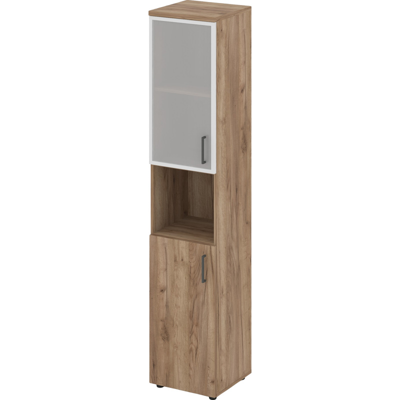Изображение товара Шкаф для документов Style Project SN.STU-106(R) полузакрытый со стеклом дуб табак/антрацит 400x400x1982 мм