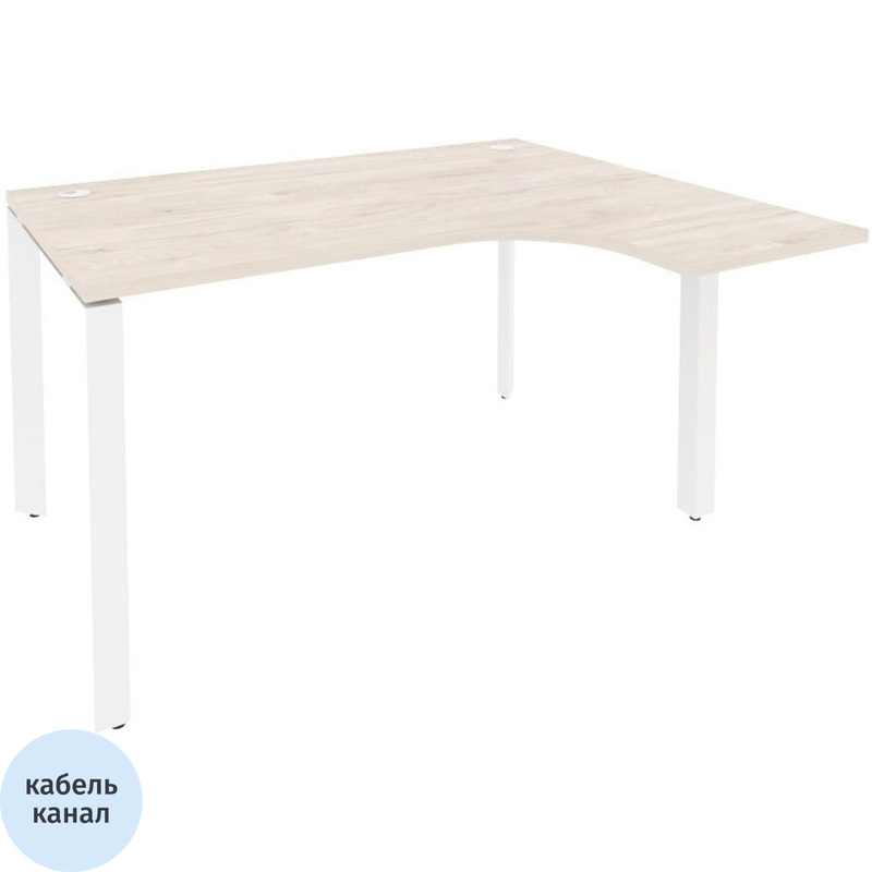 Изображение товара Эргономичный правый стол ONIX-П O.MP-SA-3R белый денвер светлый 1380х1180х750 мм