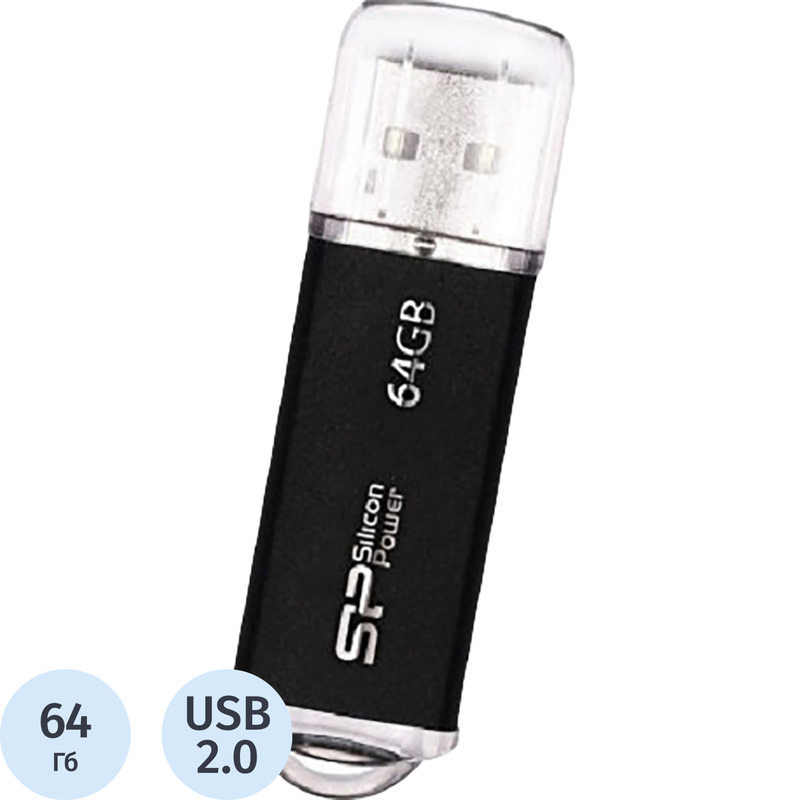 Изображение товара Флешка USB 2.0 64 ГБ Silicon Power Ultima II I-Ser SP064GBUF2M01V1K