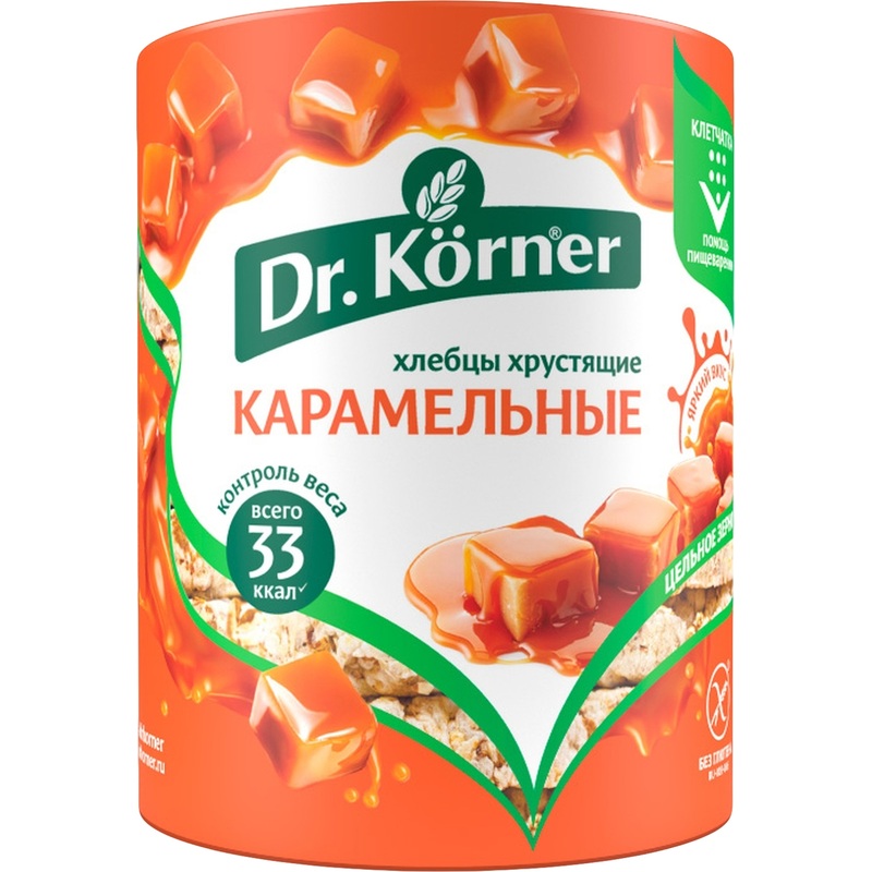 Изображение товара Хлебцы Dr.Korner Карамельные кукурузно-рисовые 90 г полезный перекус