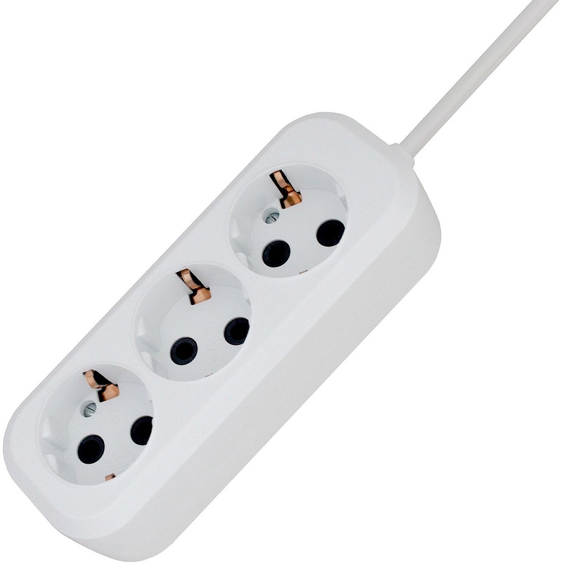 Изображение товара Удлинитель PROGIX US3GXW2 с 3 розетками и заземлением 2 м белый