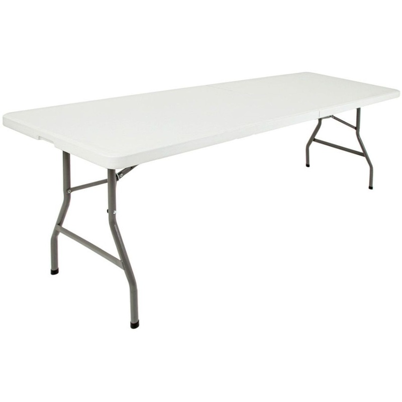 Изображение товара Складной стол белый 240 см для дачи и мероприятий, металлический каркас пластик