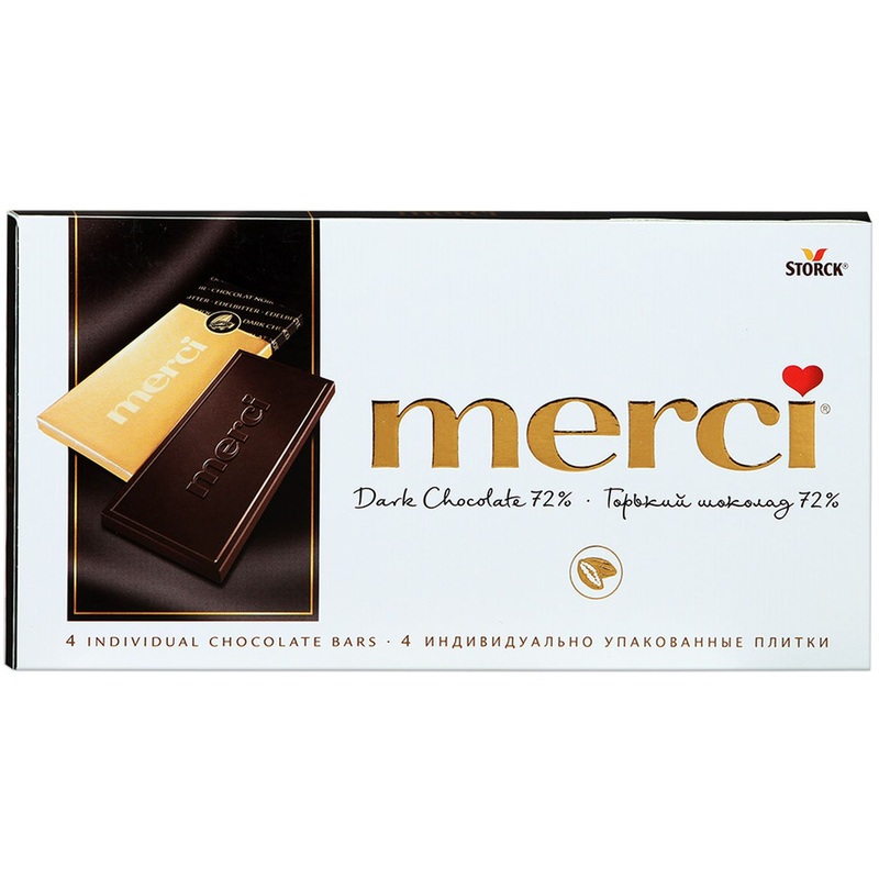 Изображение товара Горький шоколад Merci 100 г из Германии с содержанием какао 72%