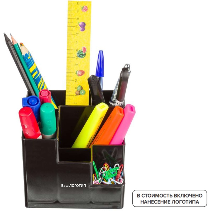 Изображение товара Подставка-органайзер Attache Line 6 черная с нанесением логотипа