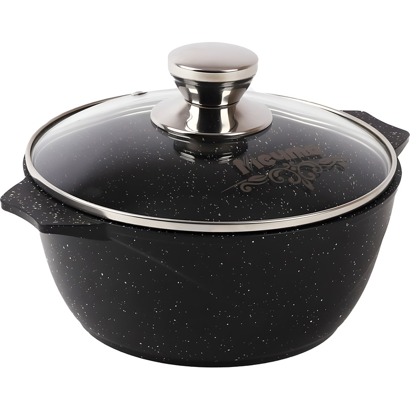 Изображение товара Кастрюля Мечта Гранит black 2 л алюминий стеклянная крышка
