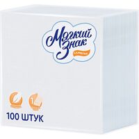 Салфетки бумажные Мягкий знак 1-слойные 24x24 см белые (100 листов в  пачке)