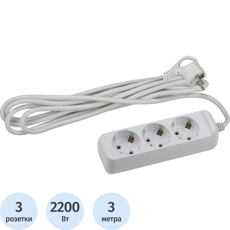 Изображение товара Удлинитель Эра UX-3e-3m 3 розетки 3 м с заземлением