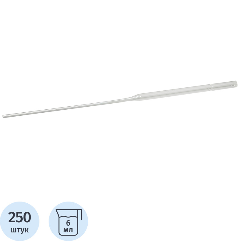 Изображение товара Пипетка Пастера 3 мл прямая из стекла 230 мм нестерильная 250 шт