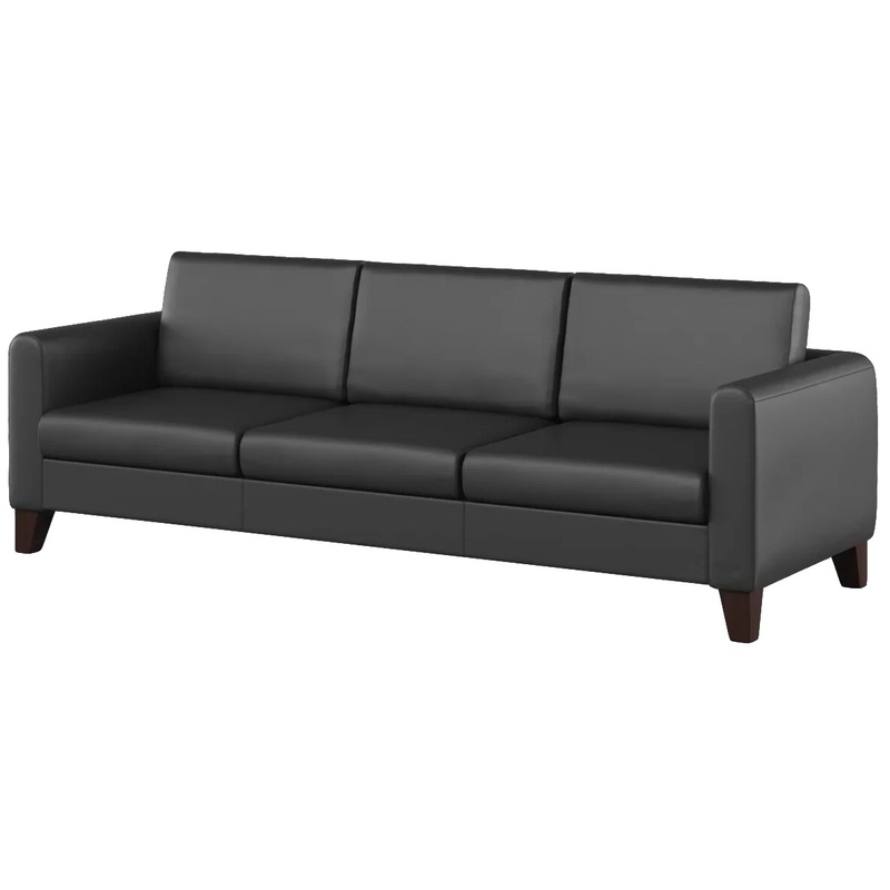 Изображение товара Трехместный диван Берген черный из искусственной кожи Россия