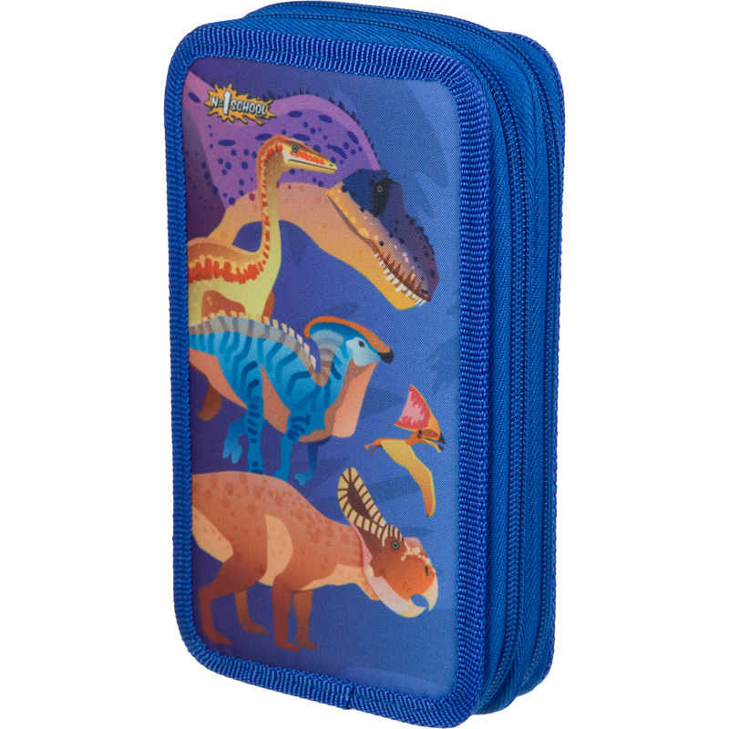Изображение товара Пенал двухсекционный Комус Класс Мир динозавров синий