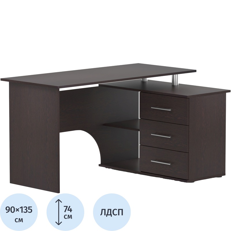 Изображение товара Угловой компьютерный стол Сокол КСТ-09П венге 1350х900х740 мм