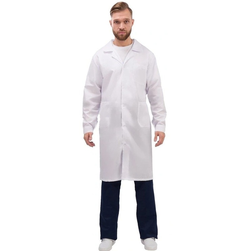 Изображение товара Халат медицинский мужской м04-ХЛ белый 44-46 рост 182-188 см
