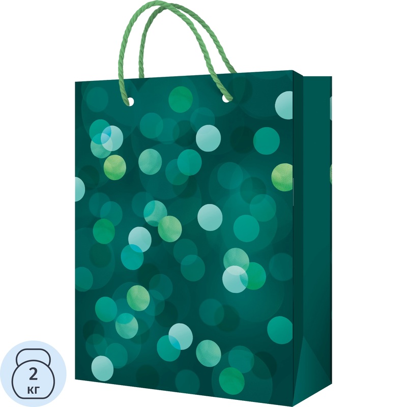 Изображение товара Подарочный пакет ГК Горчаков Малахитовые огоньки 18x14x6 см зелёный ламинотированный