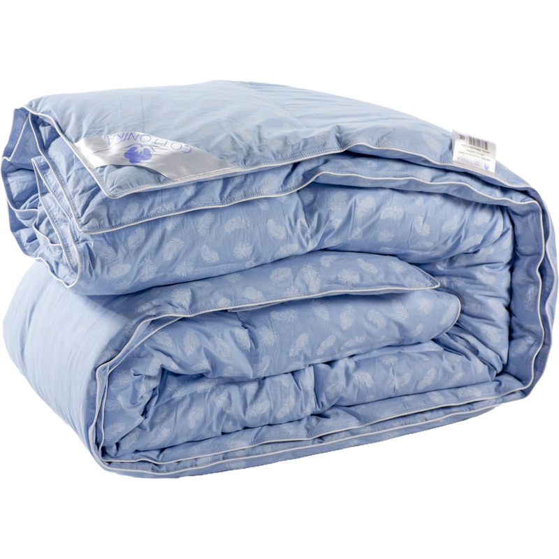 Изображение товара Одеяло 2-спальное Cottonika 172x205 см голубое с кантом