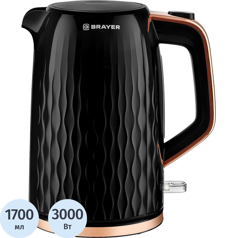 Изображение товара Электрический чайник Brayer 1061BR чёрный с объёмом 1.7 литра и автоматическим отключением