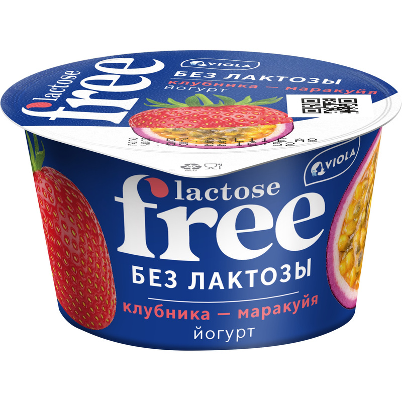 Изображение товара Йогурт Viola Free безлактозный Клубника-Маракуйя 2.7% 180 г