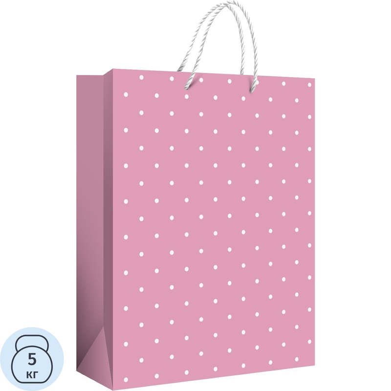 Изображение товара Пакет подарочный ламинированный Хорошо Белый горох (32x26x10 см)