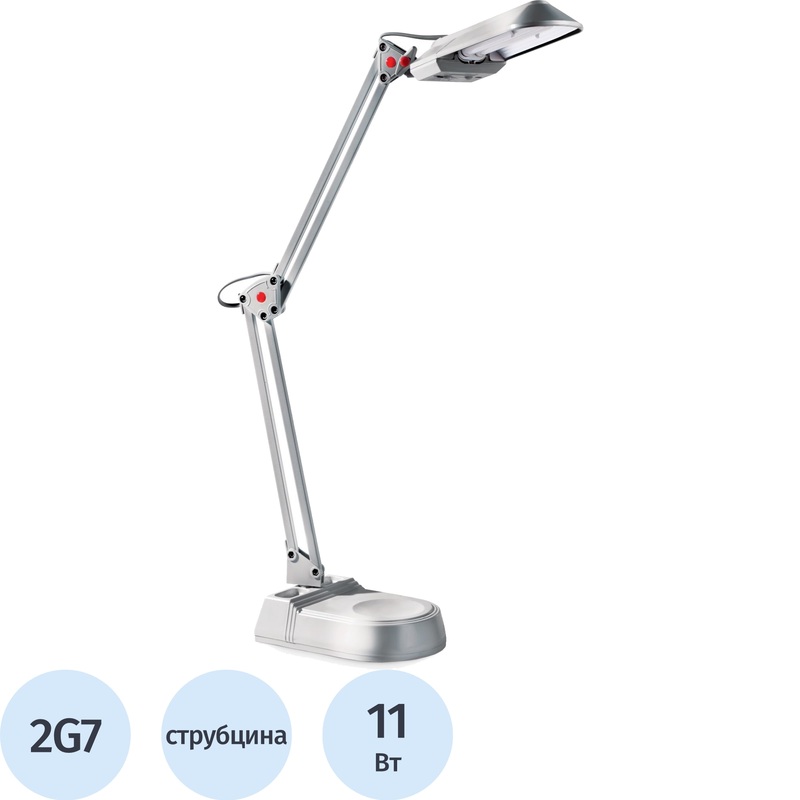 Изображение товара Настольный светильник Camelion KD-017A серебристый с регулируемой высотой и металлическим корпусом