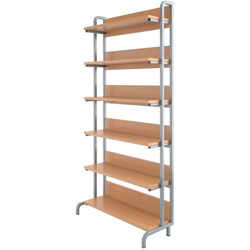 Изображение товара Стеллаж библиотечный односторонний металл ЛДСП 900х345х1890 мм серый бук