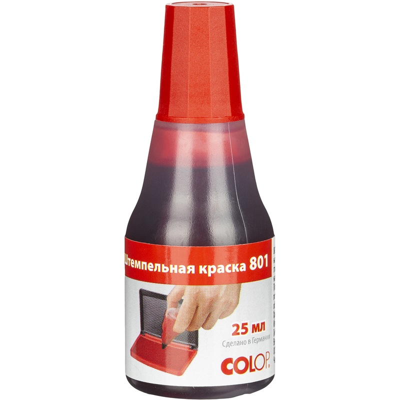 Изображение товара Штемпельная краска Colop 801 красная водно-глицериновая 25 мл с дозатором