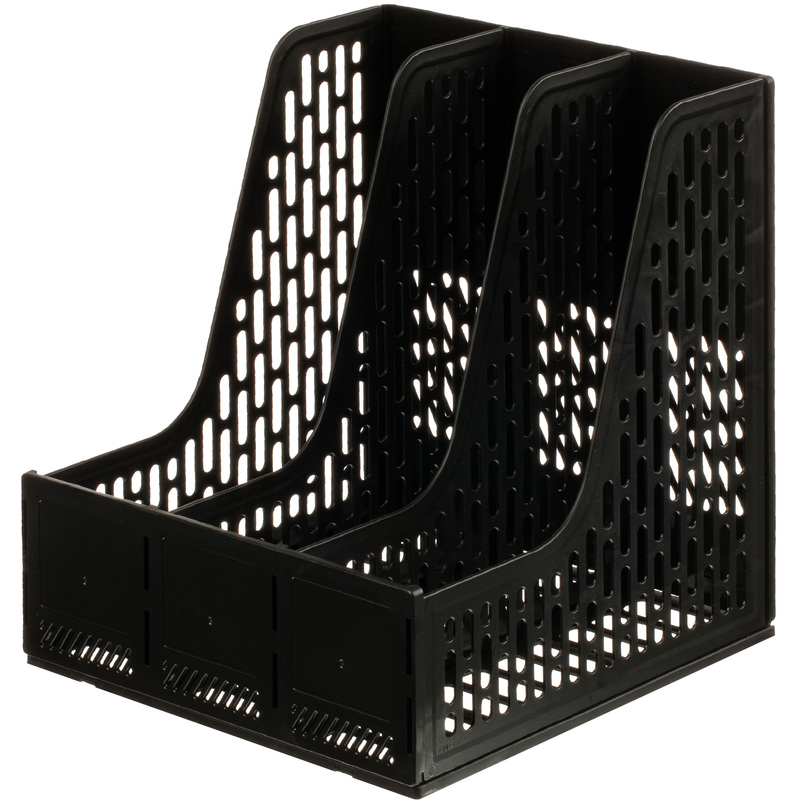 Изображение товара Вертикальный пластиковый лоток для документов Deli 250 мм 3 отделения черный